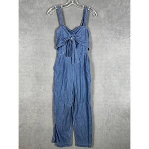 Abercrombie‎ & Fitch Chambray Jumpsuit Womens S Adjustable Straps Ruched Back